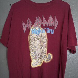Def Leopard Mens Maroon High N Dry Graphic Leopard Short Sleeve Shirt Size XL